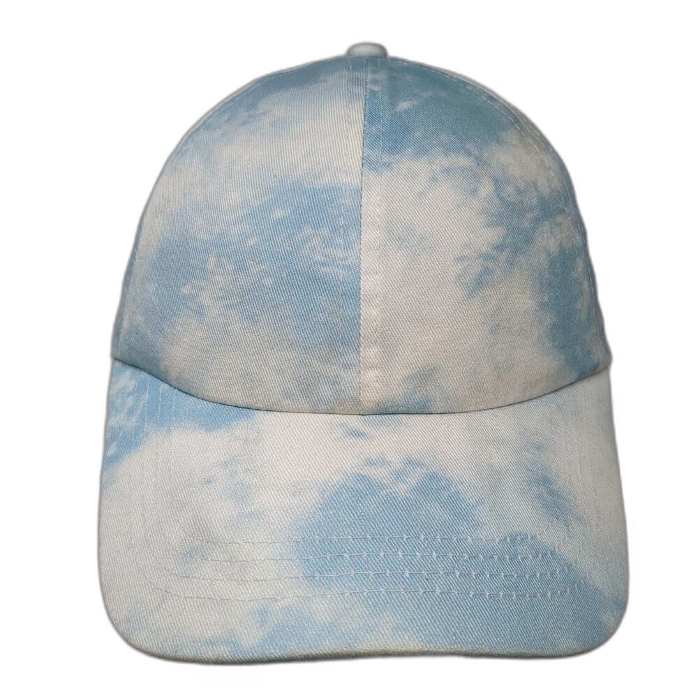 David and Young Baseball Cap Blue White One Size Tie Dye Cloud Print Cotton Hat